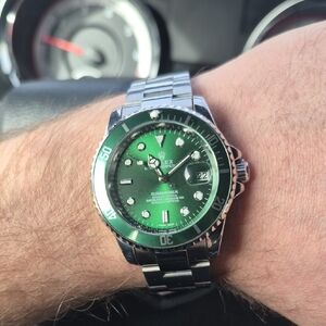 Submariner Emerald Green and Silver Watch
